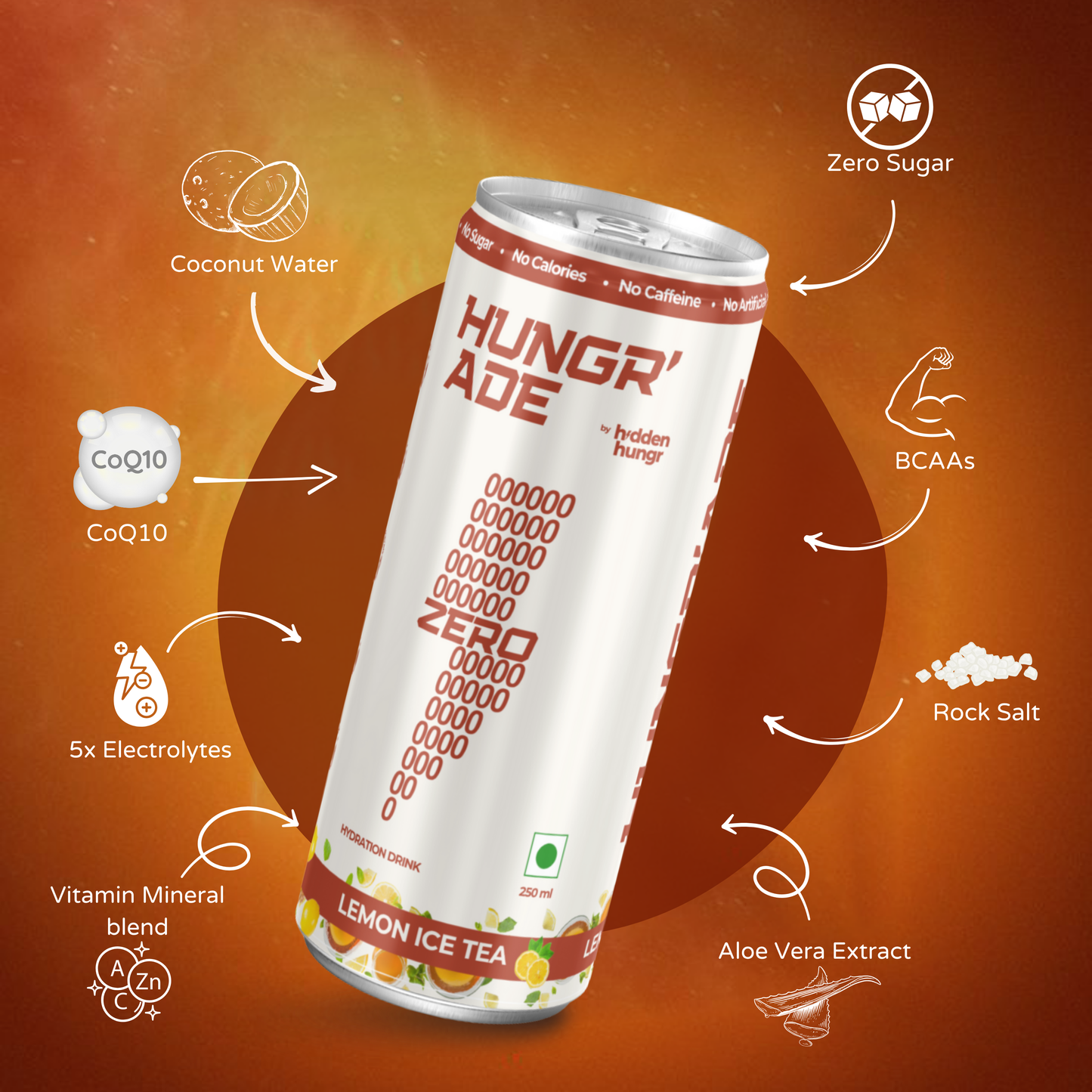 Hungr’Ade Zero Hydration Drink - Lemon Ice Tea