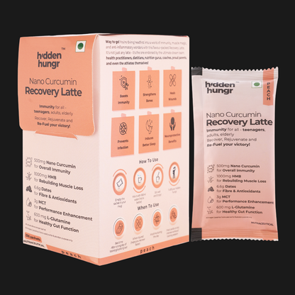 Nano Curcumin Recovery Latte Peach (Box of 10 sachets)